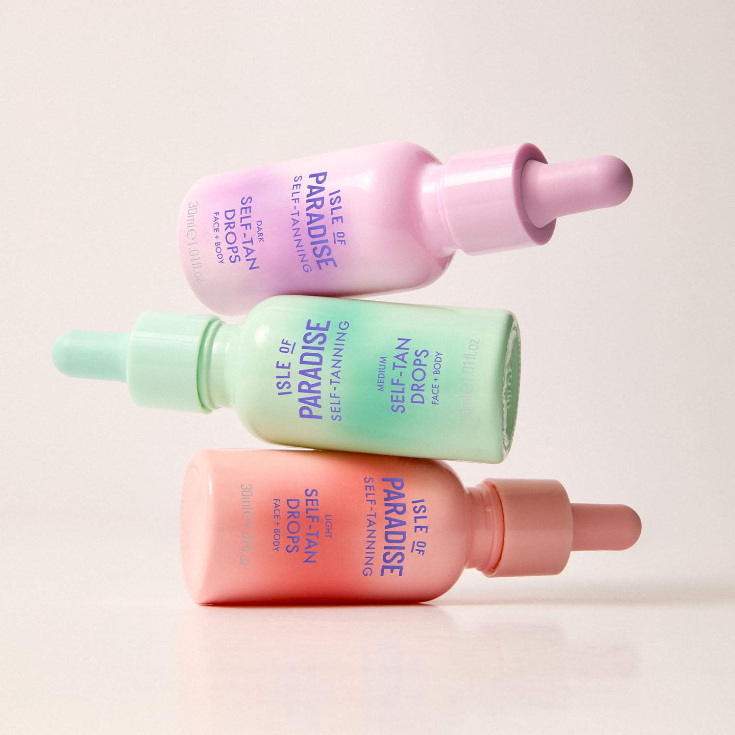 Isle of Paradise self tanning drops dermatologist-approved symbol reinforces trusted tanning.
