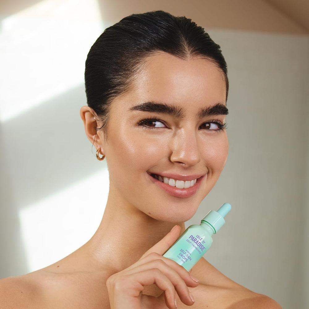 Isle of Paradise self tanning drops face application highlights even natural-looking tint.
