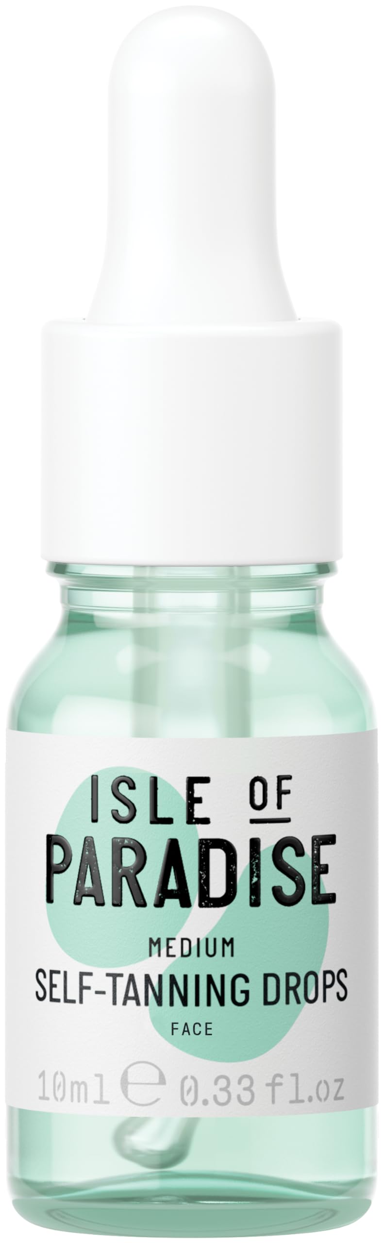 Isle of Paradise self-tanning drops bottle being poured for easy mixing with moisturizer.