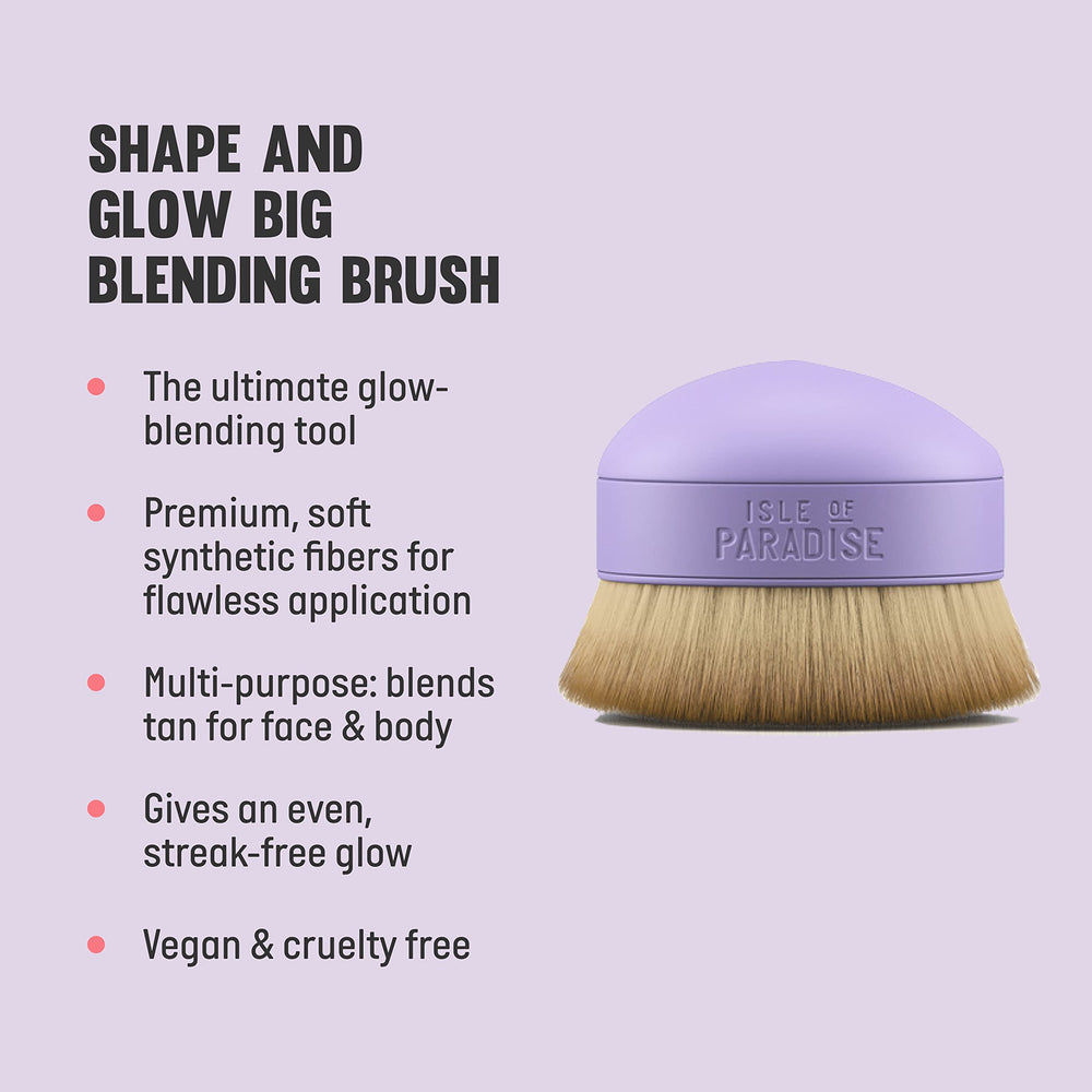 Isle of Paradise Shape and Glow brush demonstrating streak-free finish for flawless blending.