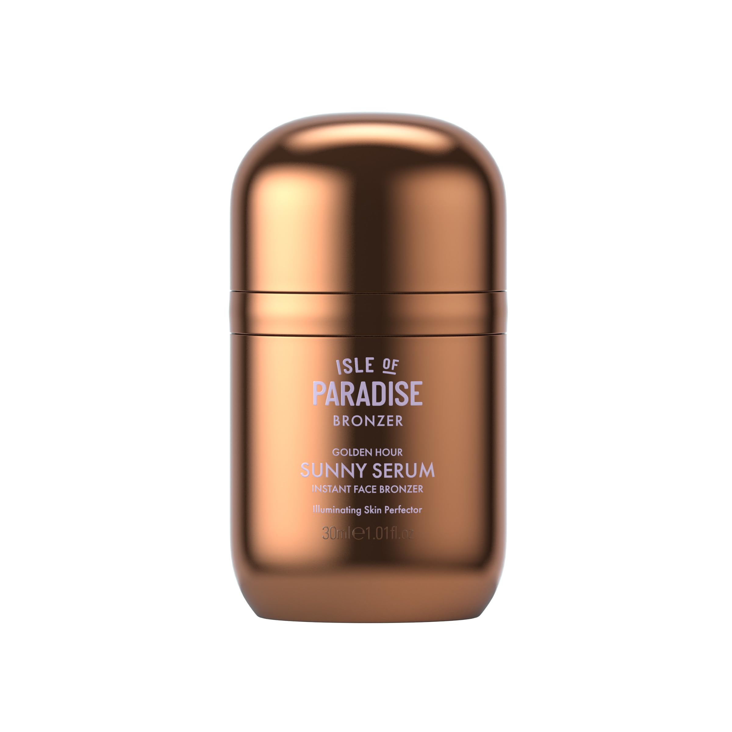 Isle of Paradise Sunny Serum bottle showing glow-ready finish on skin