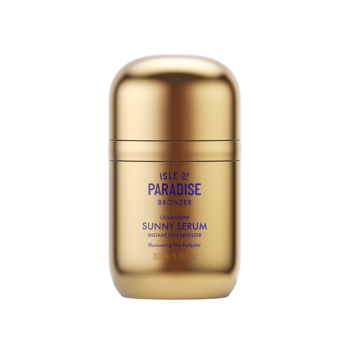 Isle of Paradise Sunny Serum Champagne bottle front for radiant glow primer