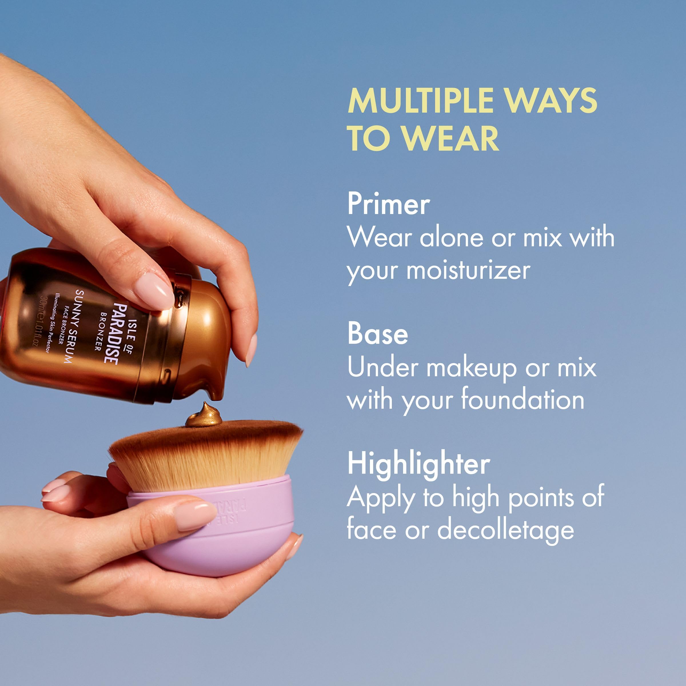 Sunny Serum glow swatch on skin demonstrates natural bronzing effect