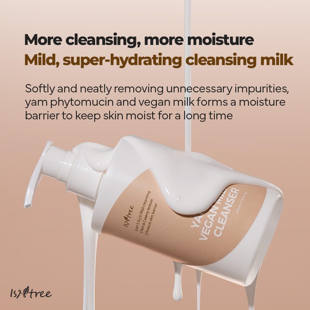 IsNtree Non foaming cream cleanser image suggests gentle makeup removal.