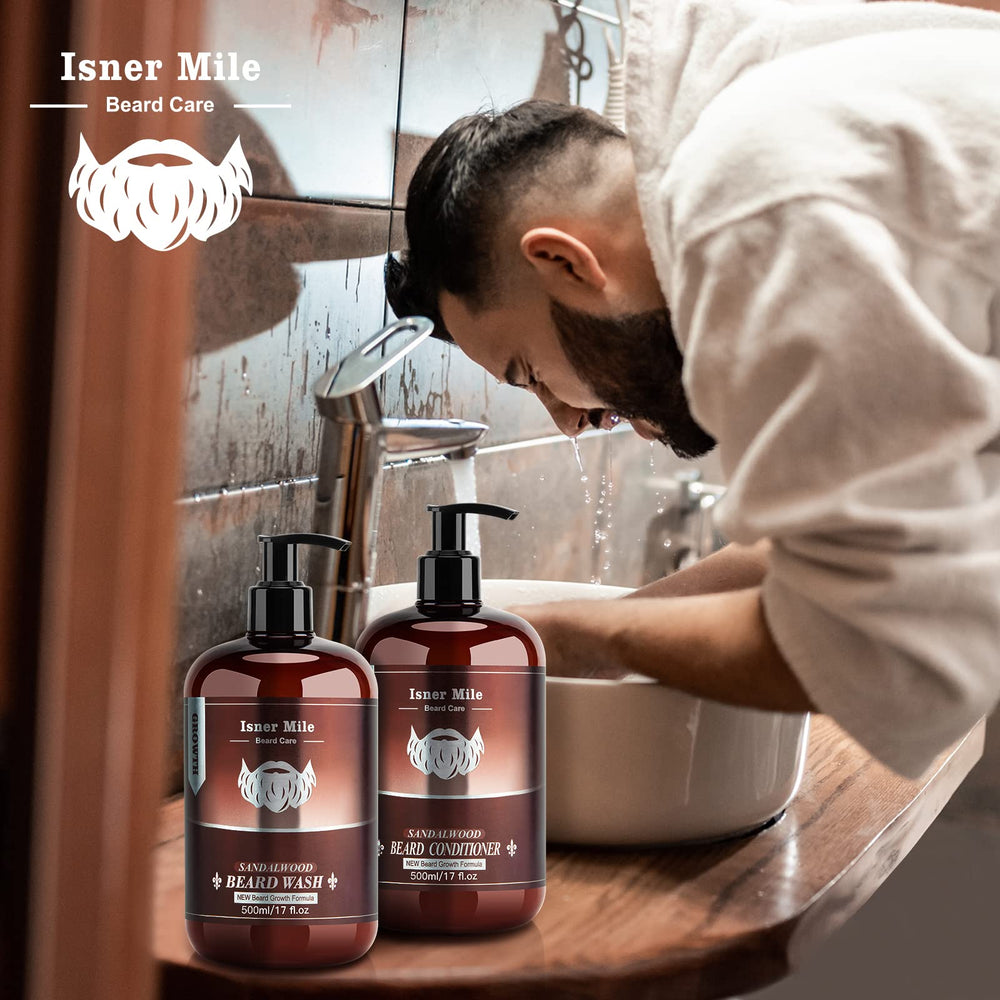 ISNER MILE beard oil included bottle highlights added moisture and anti-dryness benefits.