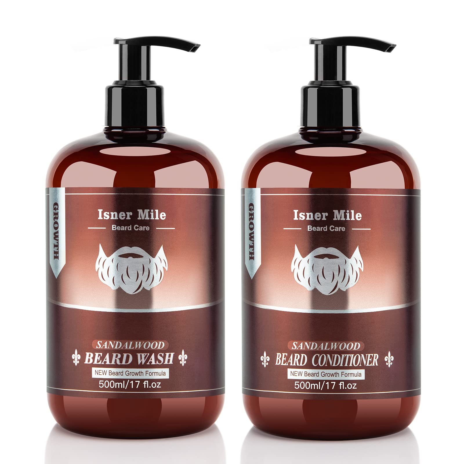 ISNER MILE beard wash bottle viewed from top for thorough cleansing and scent refresh.