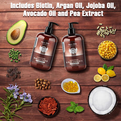 ISNER MILE biotin argan jojoba oils ingredient photo highlights nourishing scalp and hair.