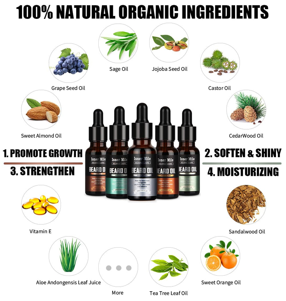ISNER MILE unscented beard oil bottle for fragrance-free conditioning