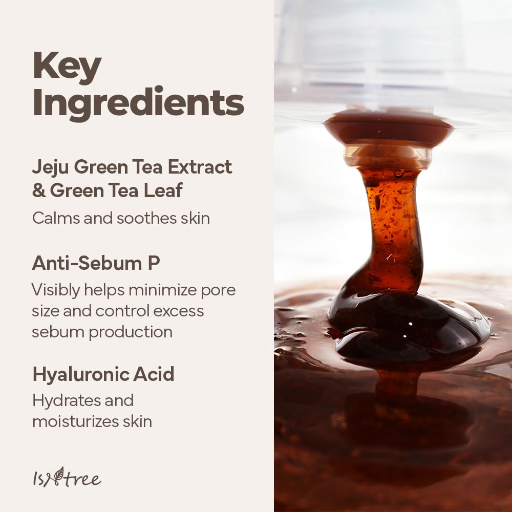 IsNtree Jeju green tea extract highlights natural source and refreshing skincare.