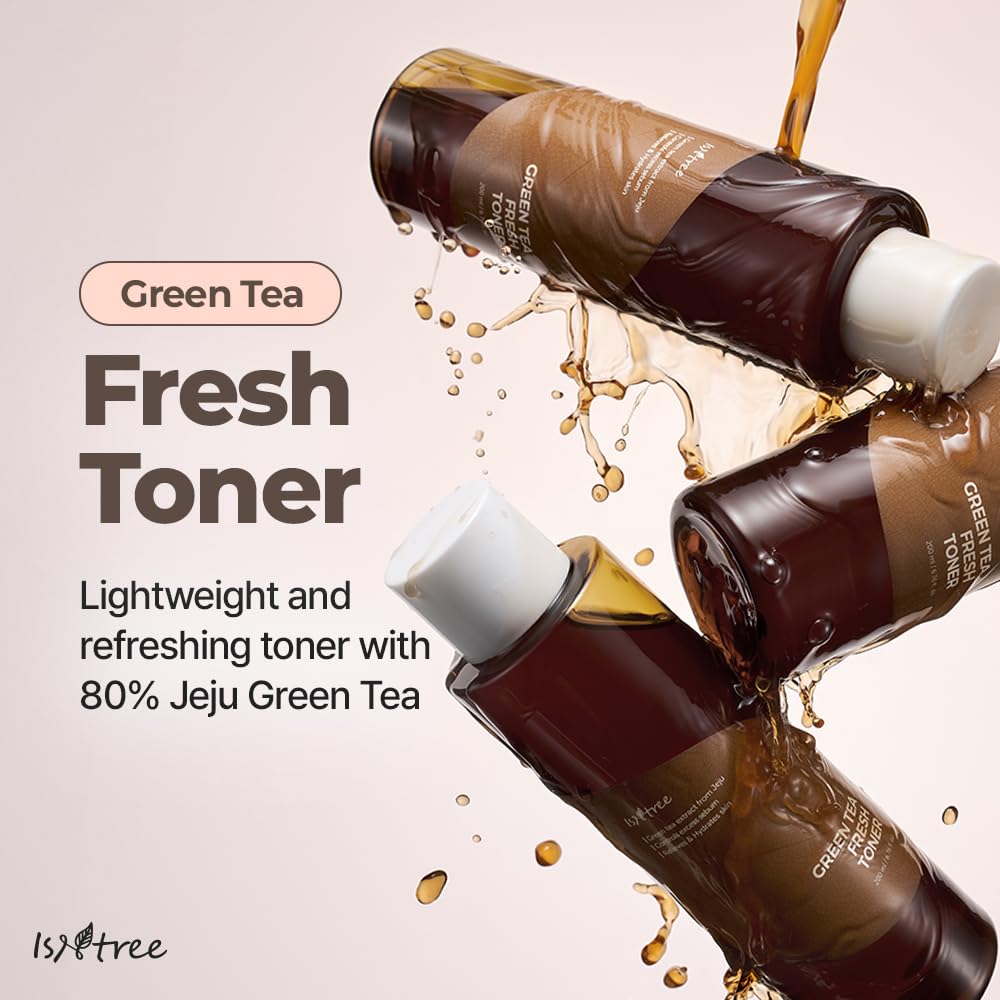 IsNTREE Green Tea Fresh Toner texture swirl highlights refreshing, alcohol-free formula