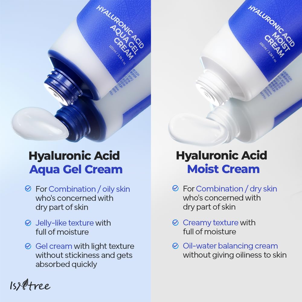 IsNtree Hyaluronic Acid Aqua Gel Cream night routine shot for dual hydration