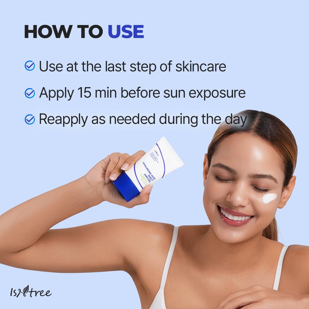 ISNTREE Hyaluronic Acid Daily Sun Gel gentle formula suited for sensitive skin.
