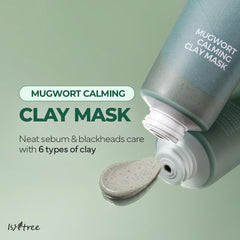 IsNtree Mugwort Calming Clay Mask closeup texture highlights natural clay and calming sensation.