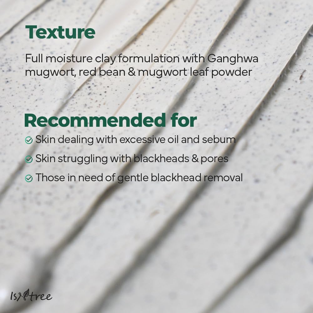IsNtree Mugwort Clay Mask soothing steam imagery evoking spa-like ritual.