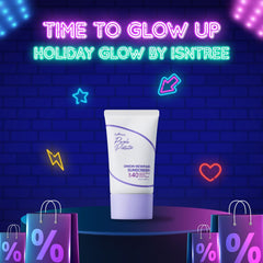 IsNtree Onion Newpair Sunscreen purple-tint application demonstrates tone-up finish without white cast