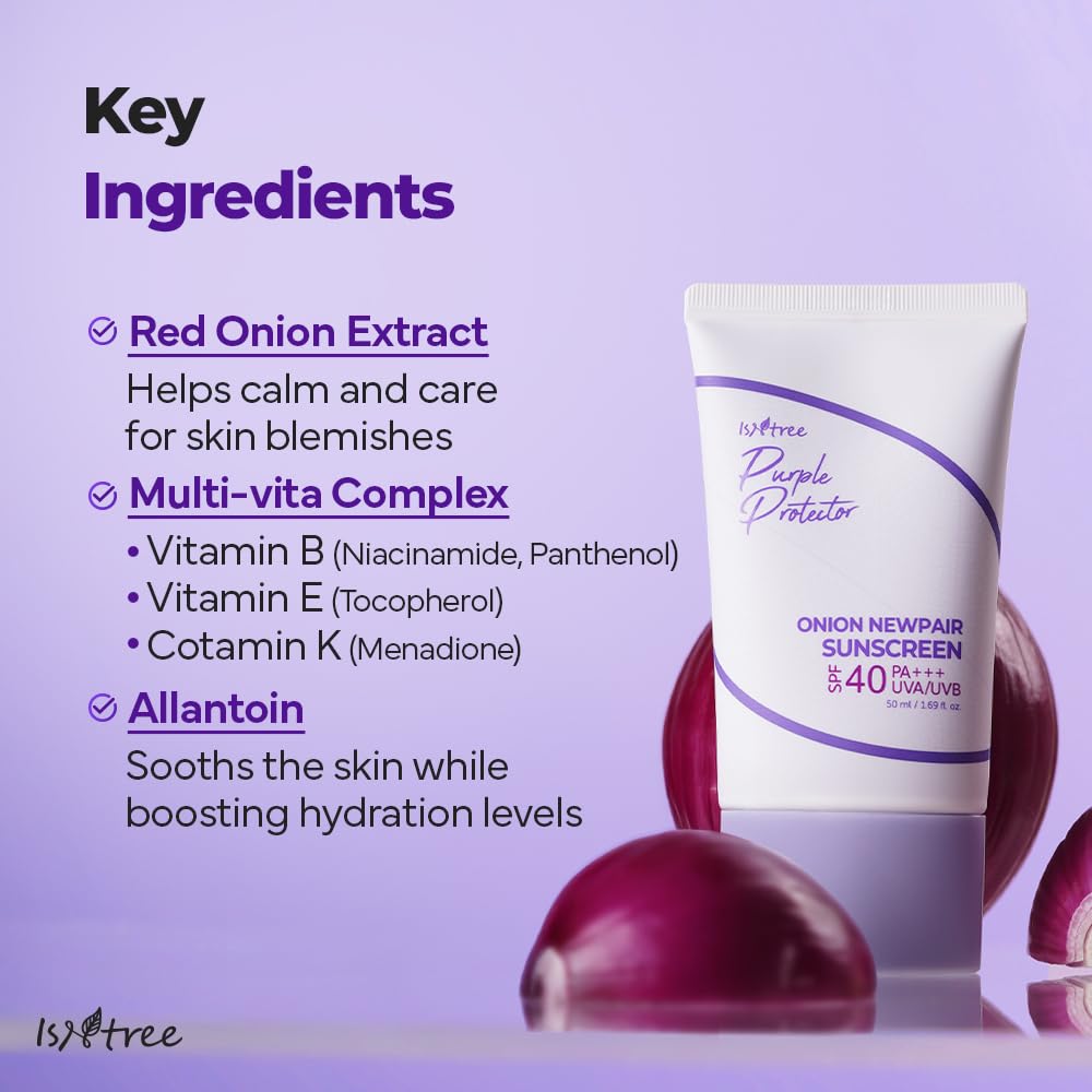 IsNtree Onion Newpair Sunscreen red onion extract emphasizes soothing redness-friendly notes