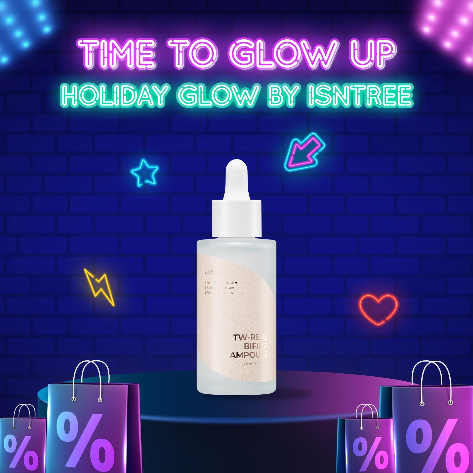ISNTREE ampoule dropper enabling precise, gentle application for daily glow.