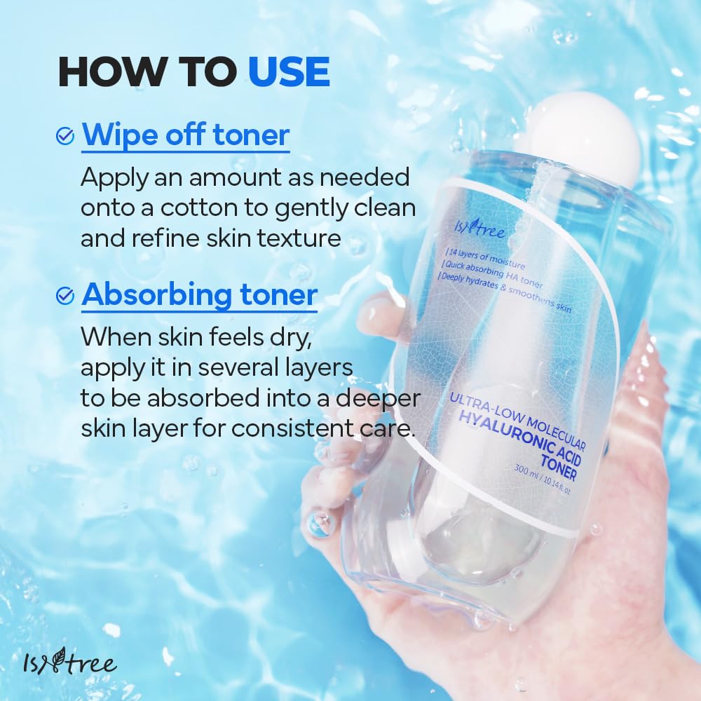 IsNtree Ultra-Low Molecular Hyaluronic Acid Toner 300ml packaging ready for daily use