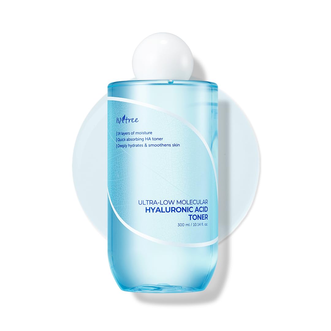 IsNtree Ultra-Low Molecular Hyaluronic Acid Toner bottle closeup shows quick absorption hydration