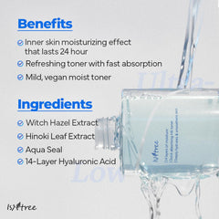 IsNtree Ultra-Low Molecular Hyaluronic Acid Toner dewy skin look emphasizing hydration