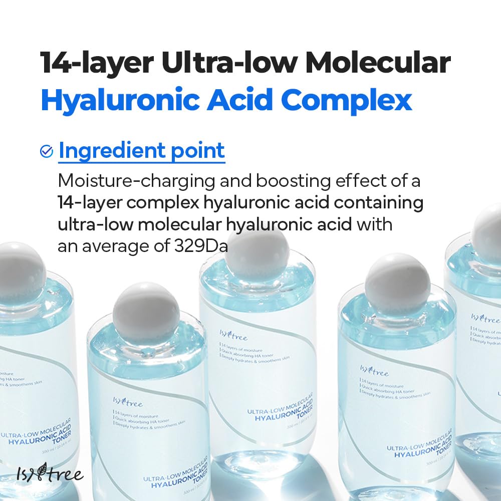 IsNtree Ultra-Low Molecular Hyaluronic Acid Toner mineral-rich seawater illustration highlights magnesium, calcium, potassium