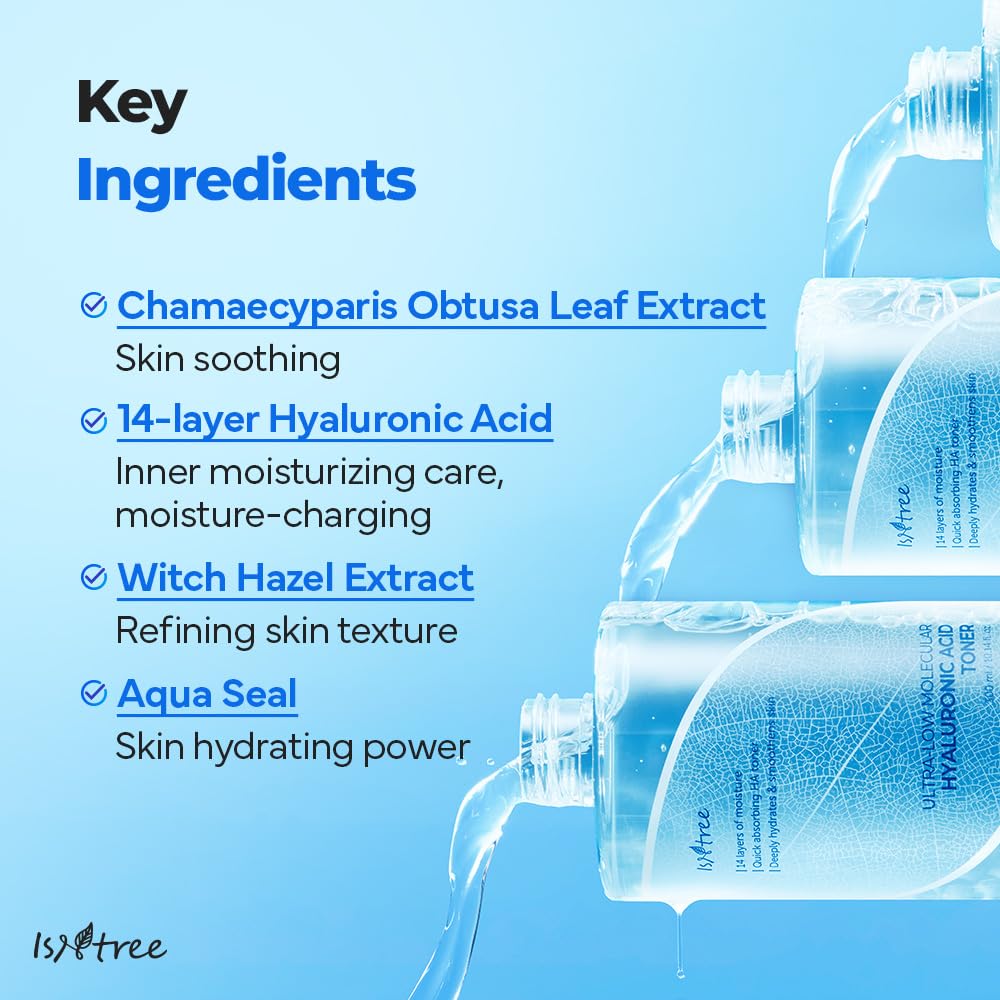 IsNtree Ultra-Low Molecular Hyaluronic Acid Toner vegan fragrance-free label for sensitive skin