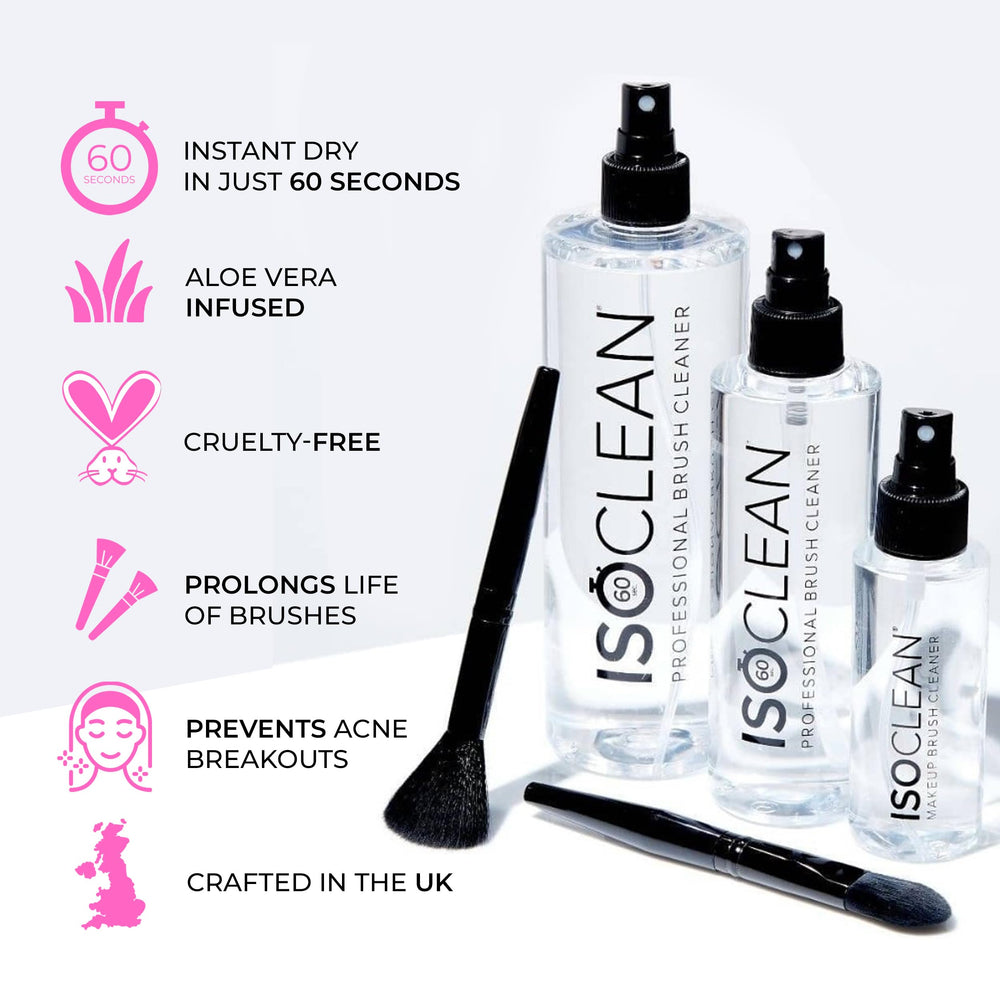 Isoclean Aloe Vera enriched formula bottle close-up highlighting conditioning for bristles.