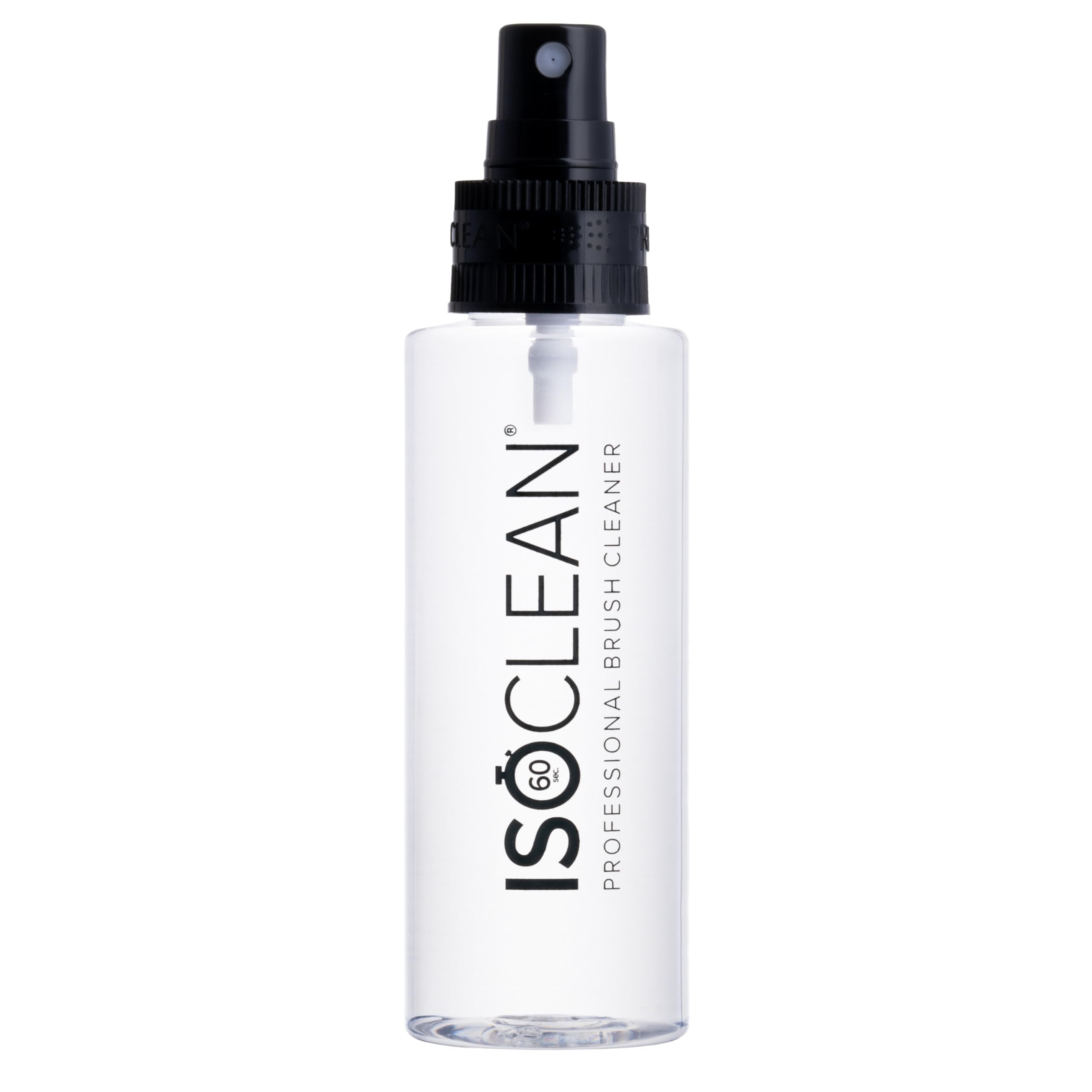 Isoclean Professional Brush Cleaner 4oz spray-top bottle for quick hygienic brush cleaning.