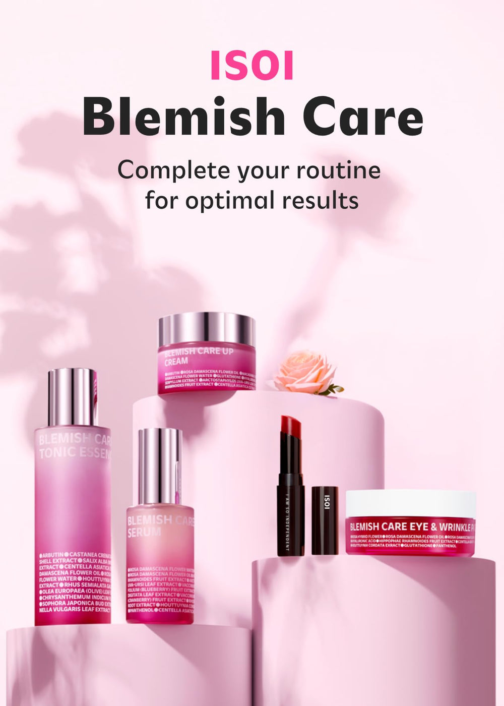 ISOI blemish care under-eye patch Bulgarian rose oil notes promote soothing care.