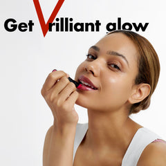 ISOI lip balm application close-up highlights dewy, non-sticky finish.