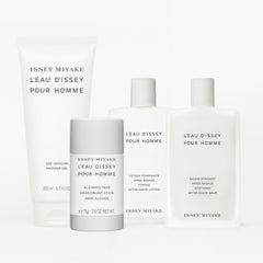 Issey Miyake lotion texture close-up for quick, refreshing post-shave.