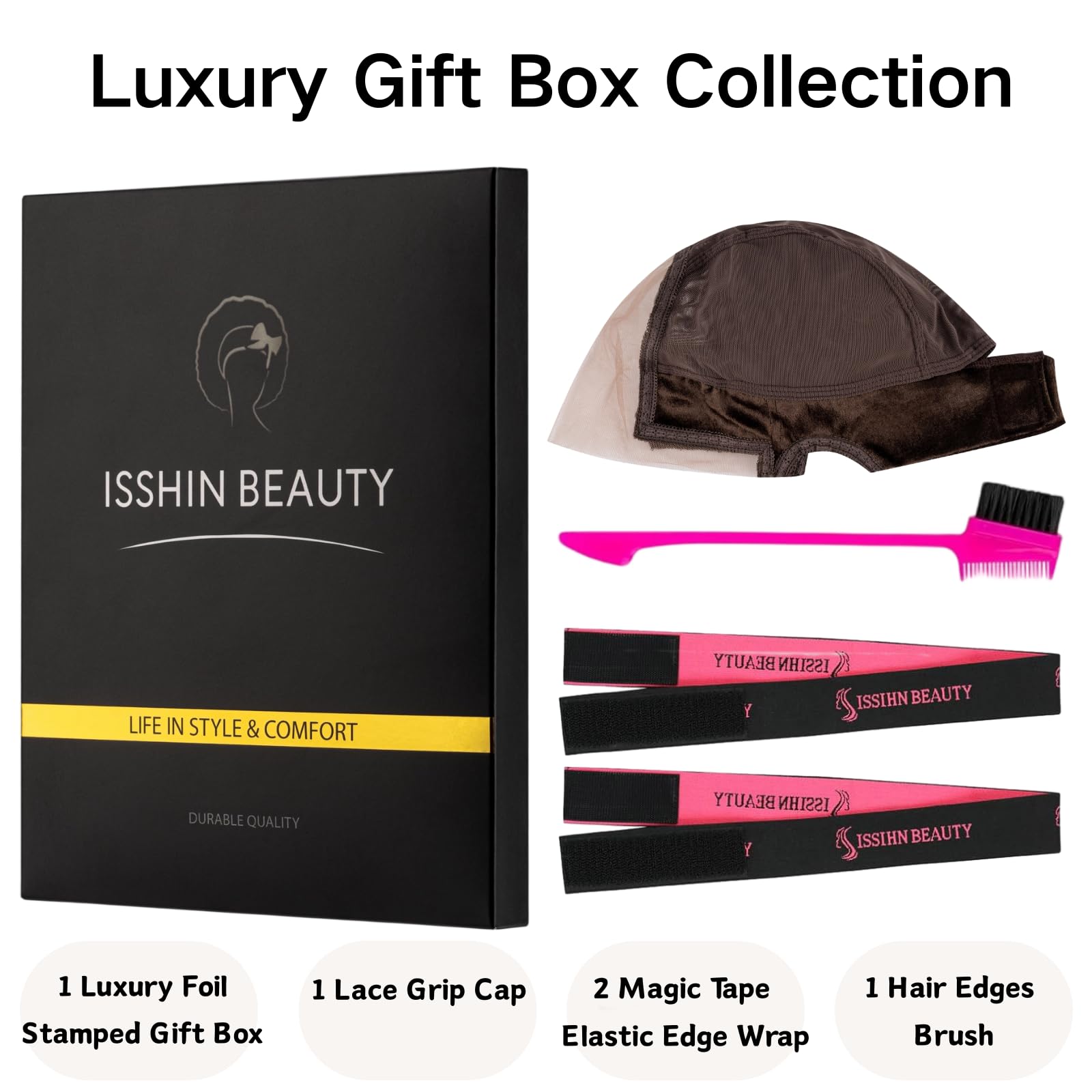 Isshin Beauty lace wig grip cap back view supports secure fit from behind.