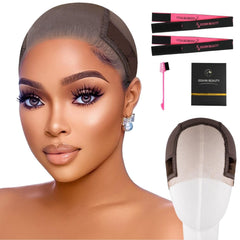 Isshin Beauty lace wig grip cap front view with transparent lace for secure fit