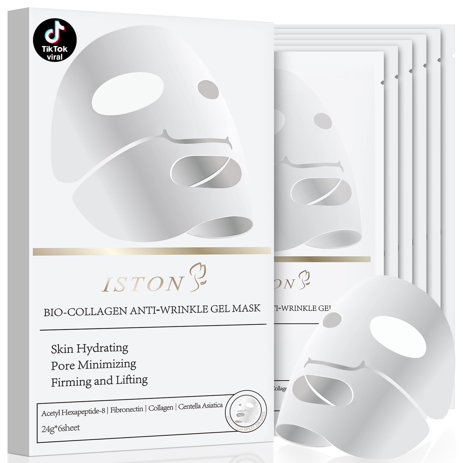 ISTON bio-collagen real deep mask pack closeup highlighting absorption benefits