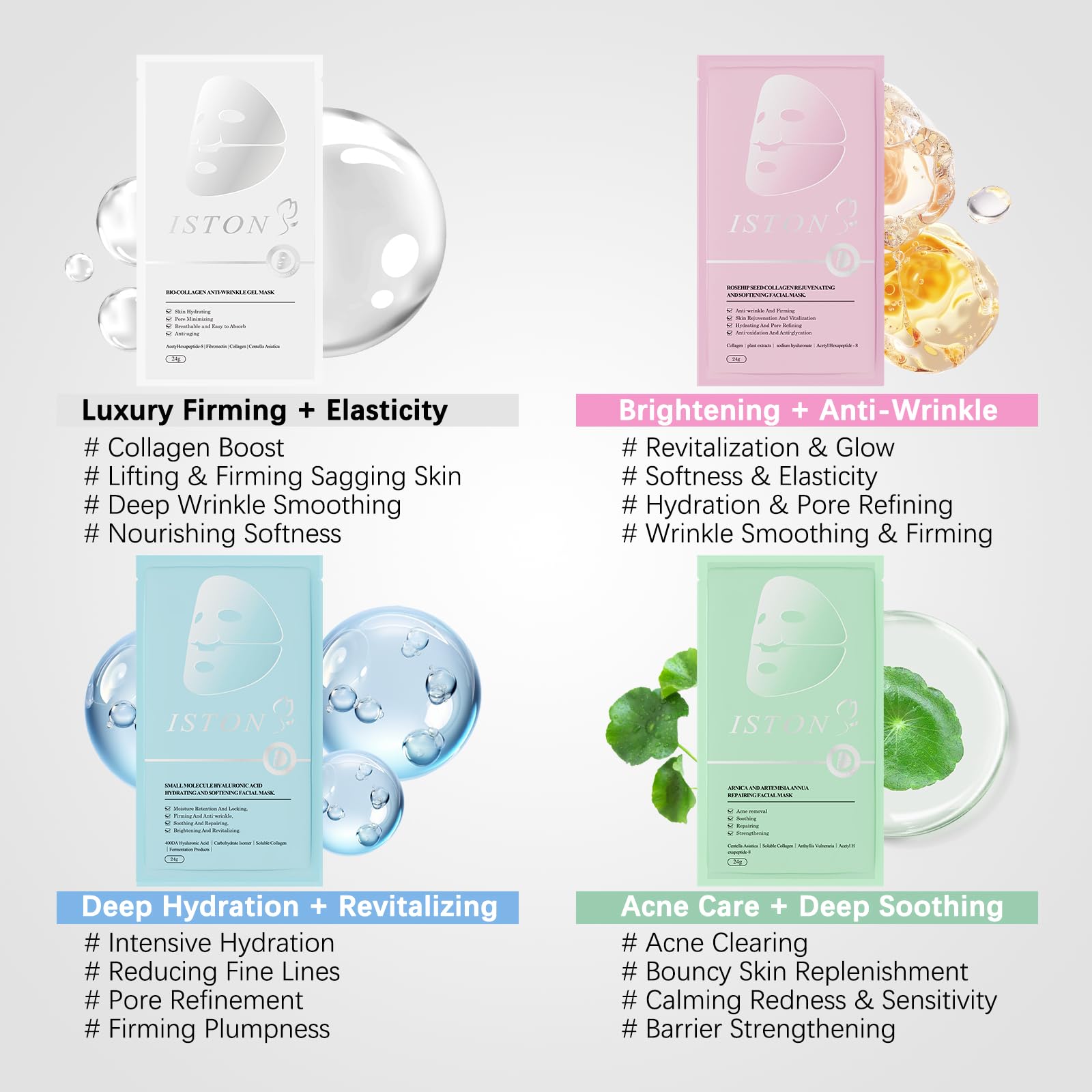 ISTON rosehip brightening mask close-up emphasizes antioxidant glow-friendly formula.