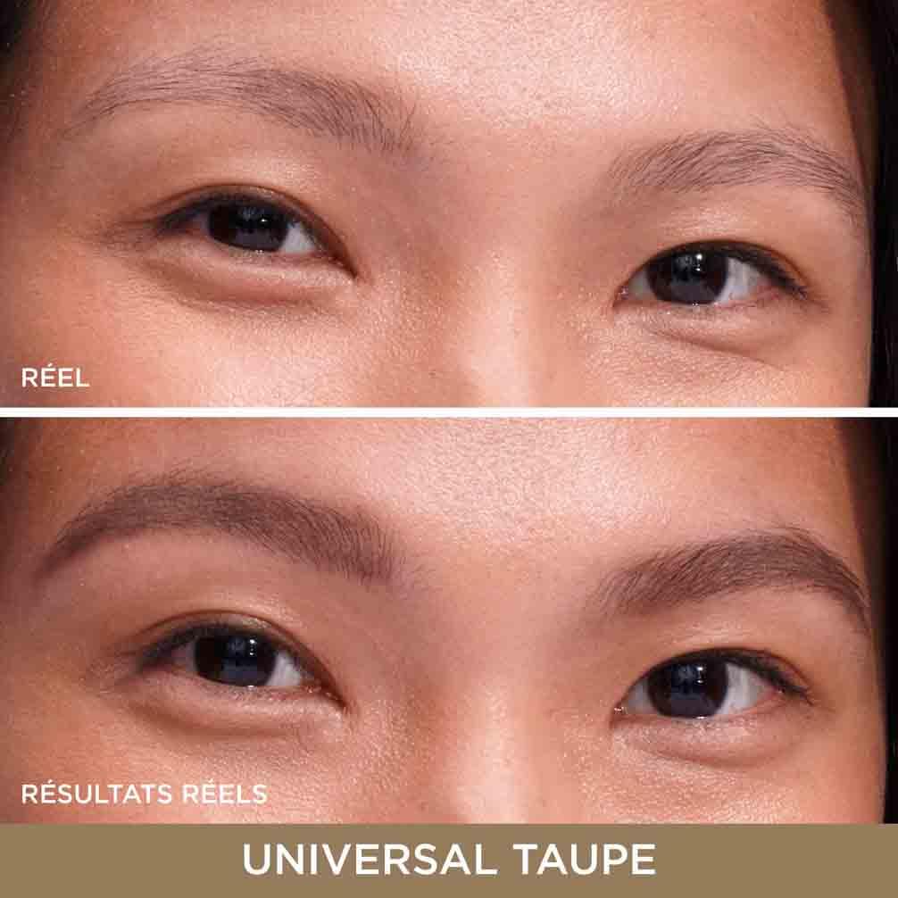 IT Cosmetics Brow Power Universal Taupe color-adjustment demo shows shade changes with pressure.