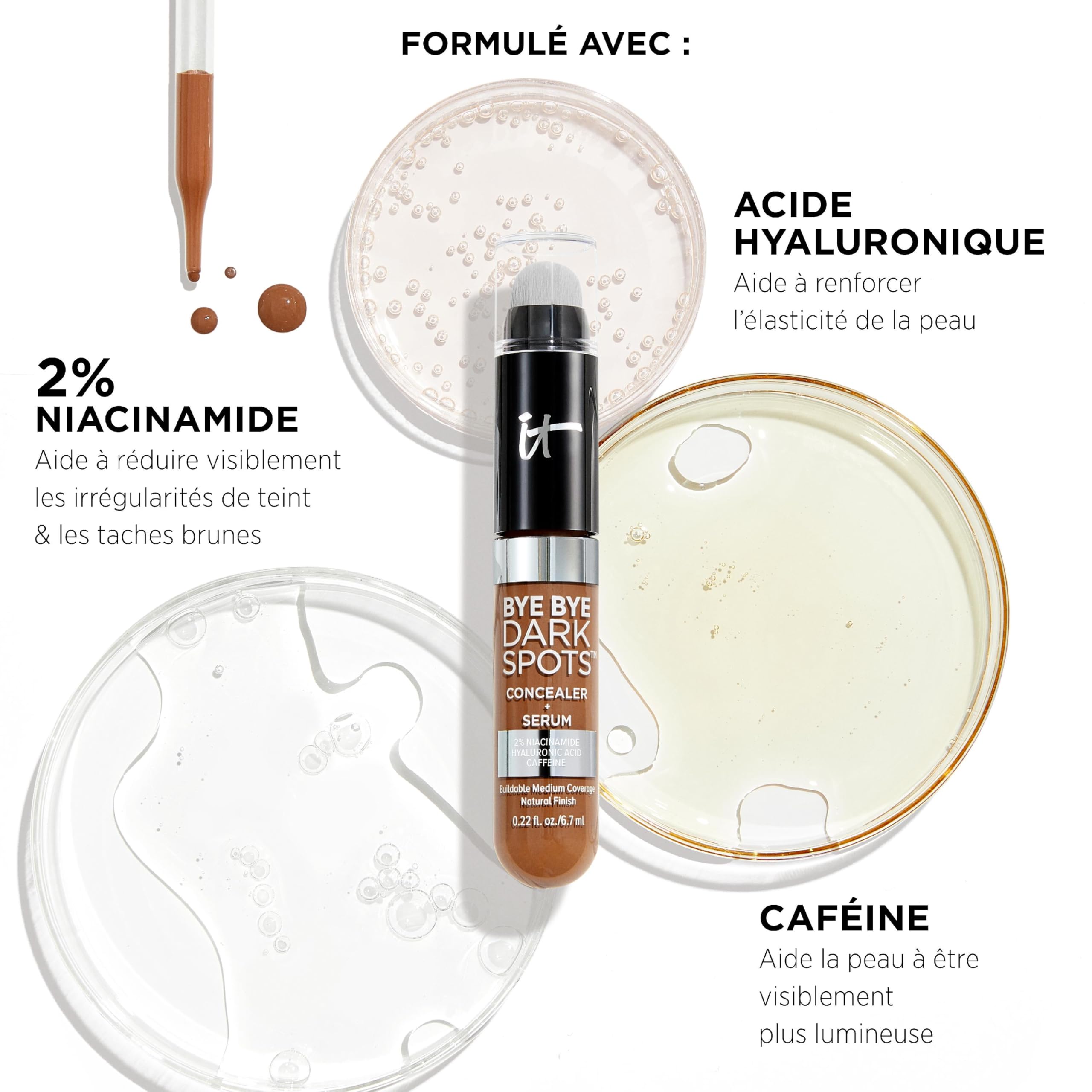 IT Cosmetics Bye Bye Dark Spots serum-bottle highlighting hydrating formula