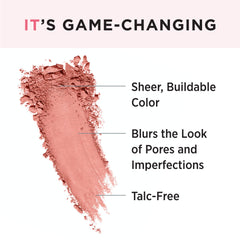 IT Cosmetics Bye Bye Pores Blush swirl-color closeup reveals seamless blending and soft payoff.
