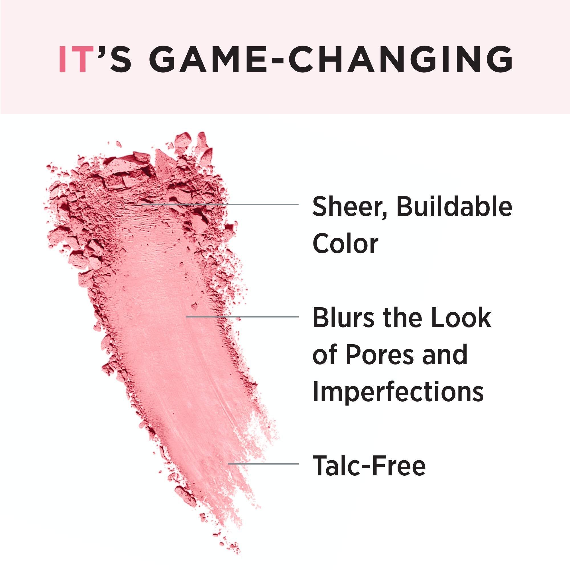 IT Cosmetics Bye Bye Pores Blush application brush tips for lifting cheekbones.