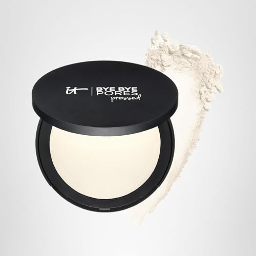 IT Cosmetics Bye Bye Pores pressed powder compact ready for on-the-go touch-ups.