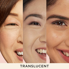 IT Cosmetics Bye Bye Pores pressed powder universal translucent shade across diverse skin tones.