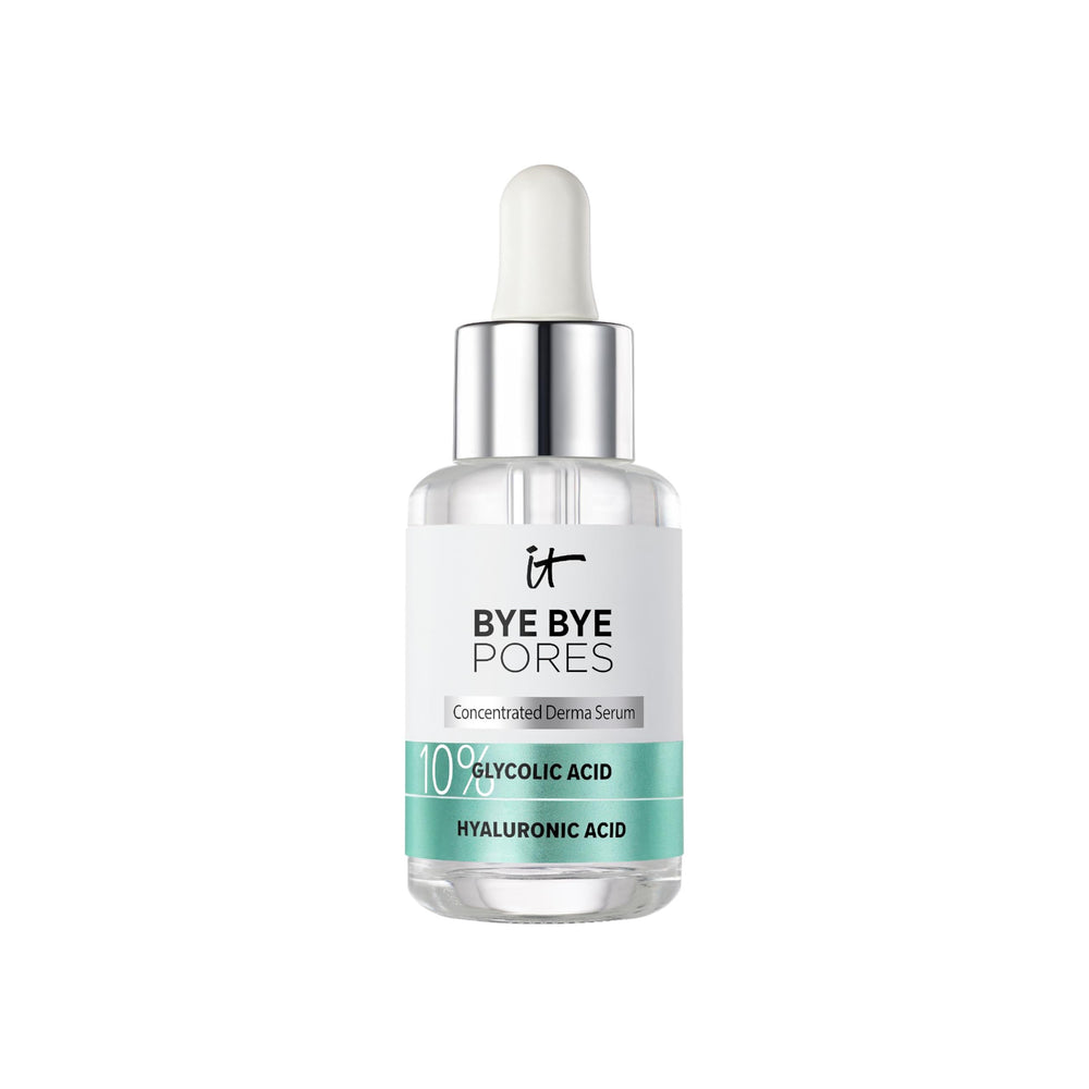 IT Cosmetics Bye Bye Pores serum bottle ready for exfoliation and hydration.