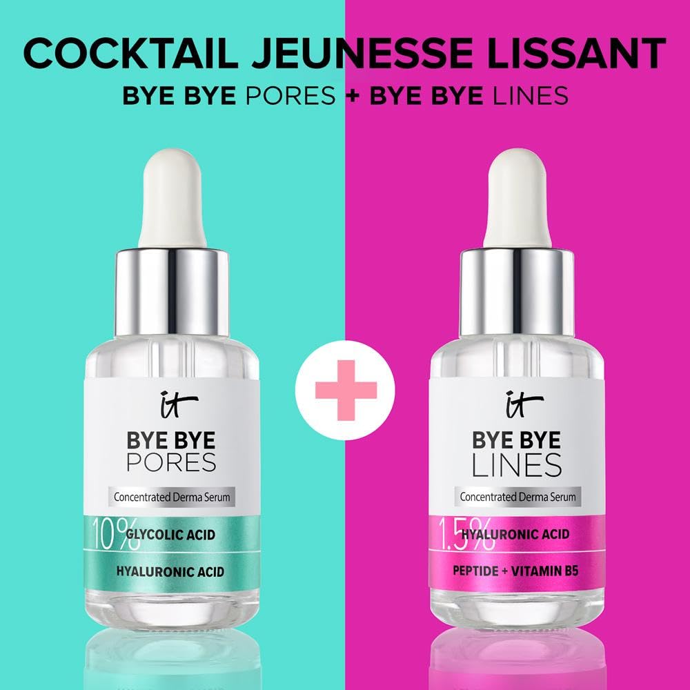 IT Cosmetics Bye Bye Pores serum provides hyaluronic acid hydration during application.