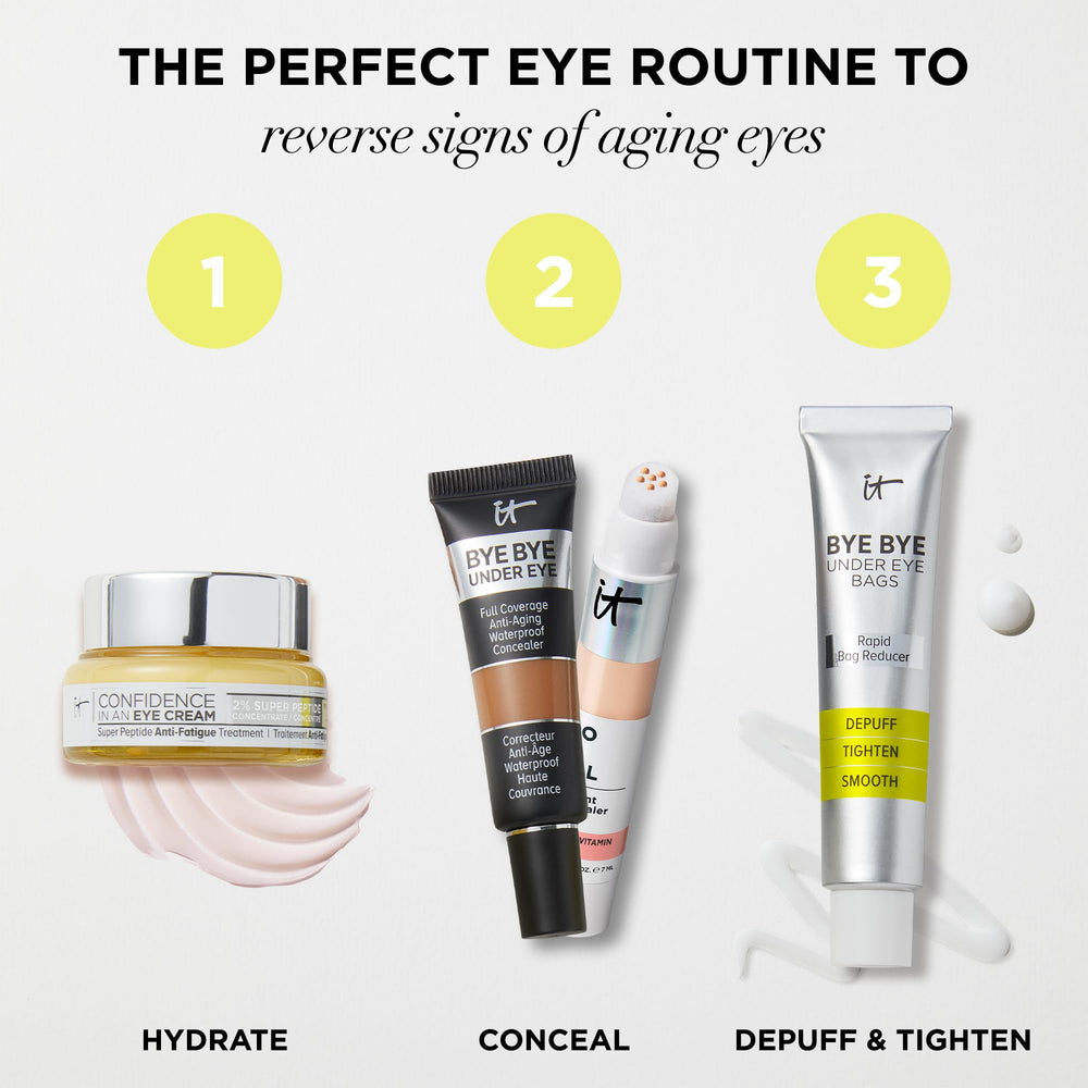 IT Cosmetics Bye Bye Under Eye Bags removal with cleansing balm demonstrated.