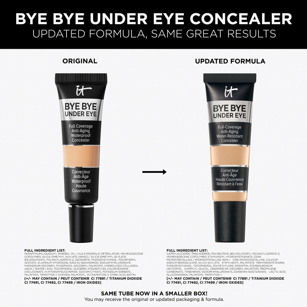IT Cosmetics Bye Bye Under Eye image highlights ceramides and hyaluronic acid.