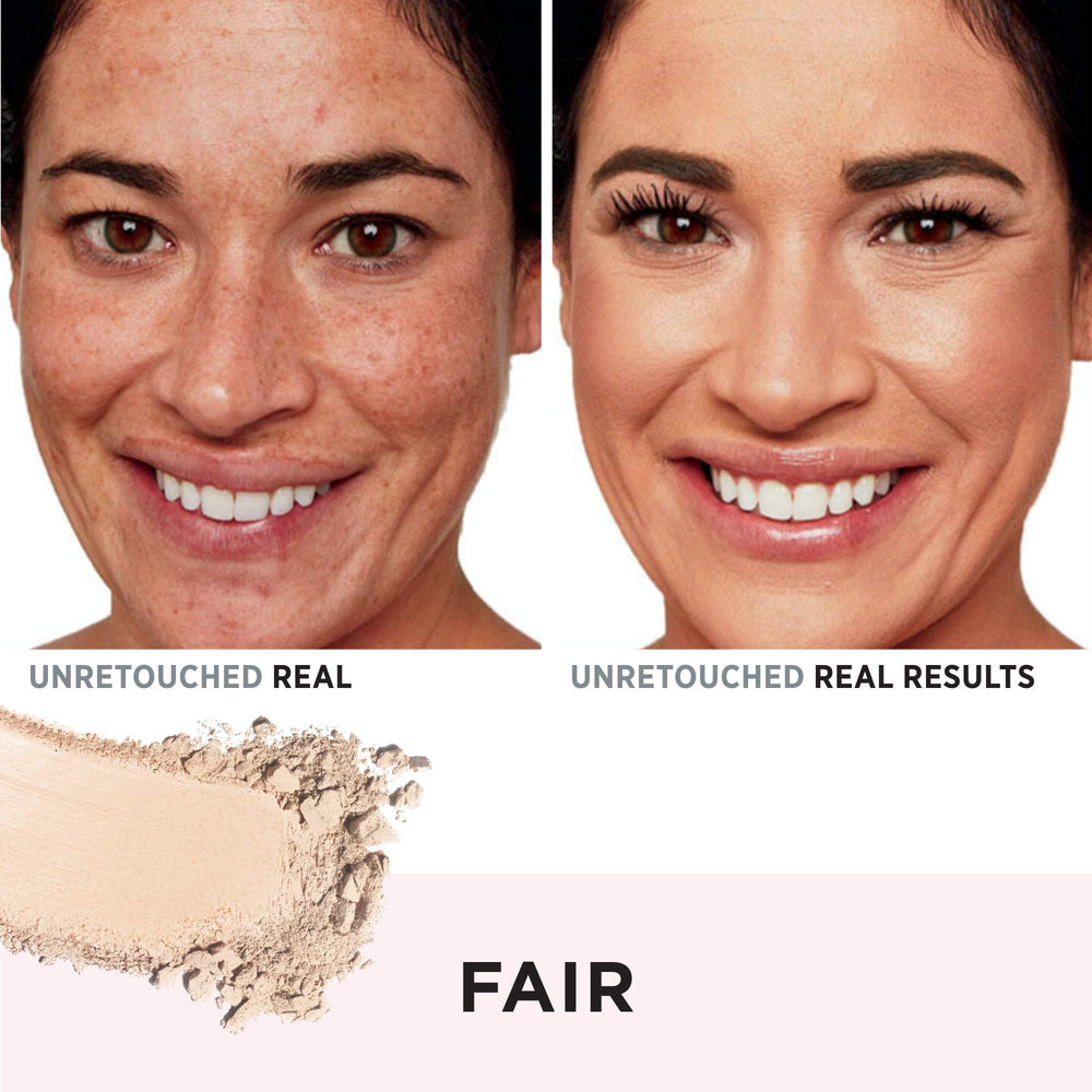 IT Cosmetics CC+ Airbrush Powder fair swatch on skin for light coverage