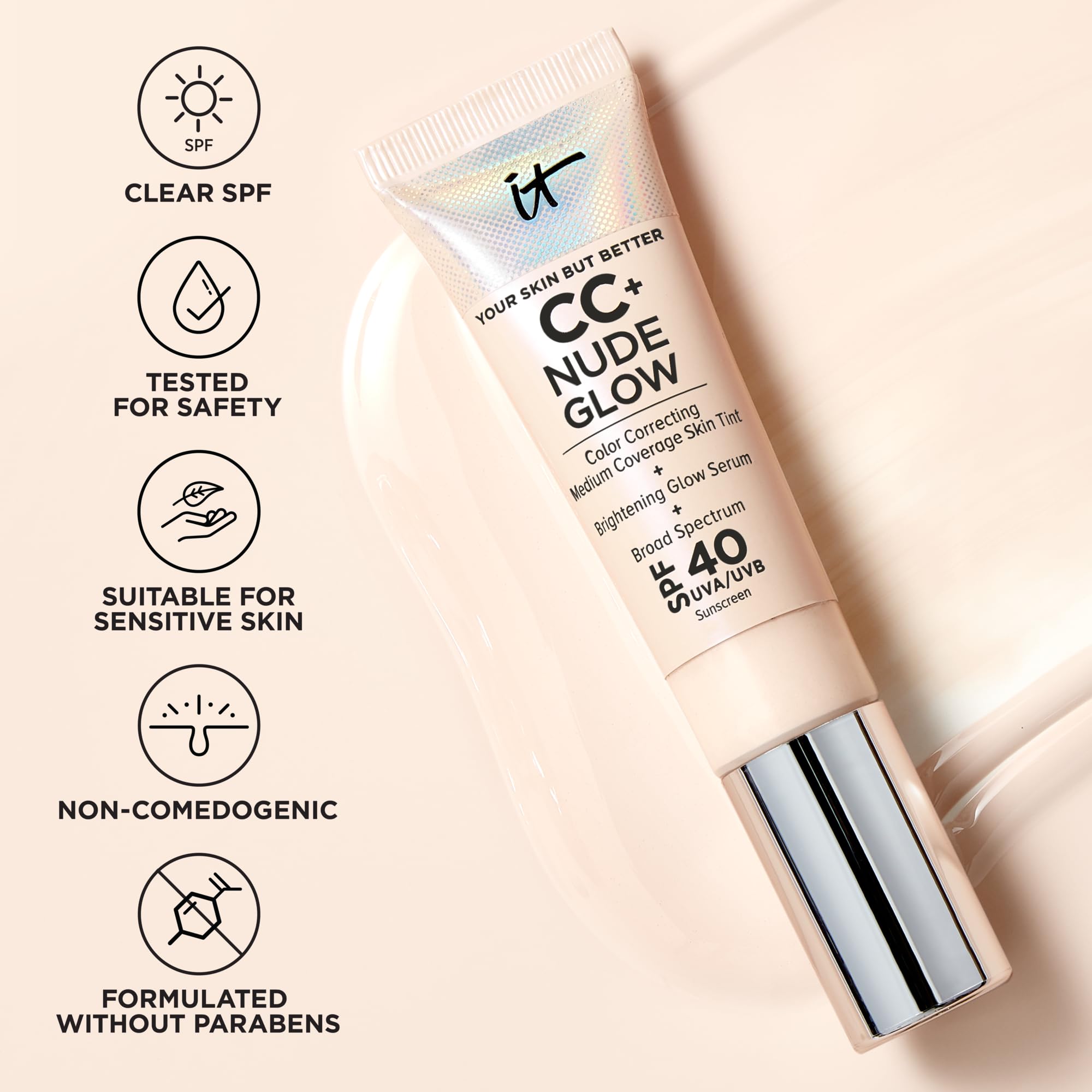 IT Cosmetics CC+ Nude Glow packaging box and tube.