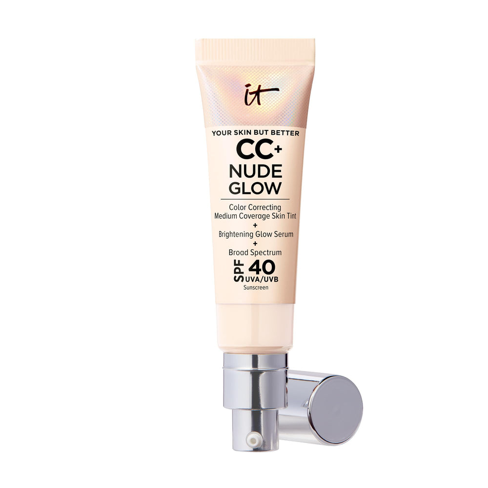 IT Cosmetics CC+ Nude Glow SPF 40 bottle delivers luminous hydration.