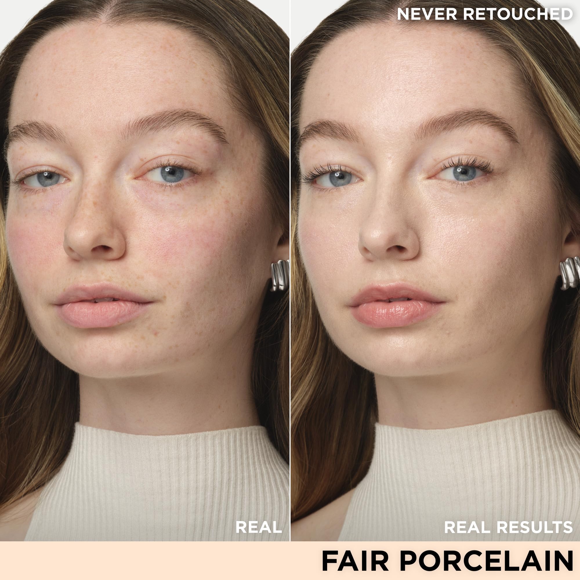 IT Cosmetics CC+ Nude Glow swatches for Fair Porcelain show brightening glow.