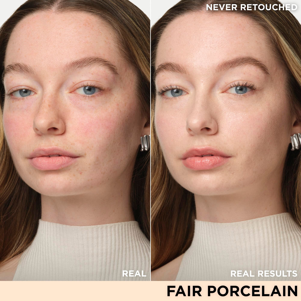 IT Cosmetics CC+ Nude Glow swatches for Fair Porcelain show brightening glow.